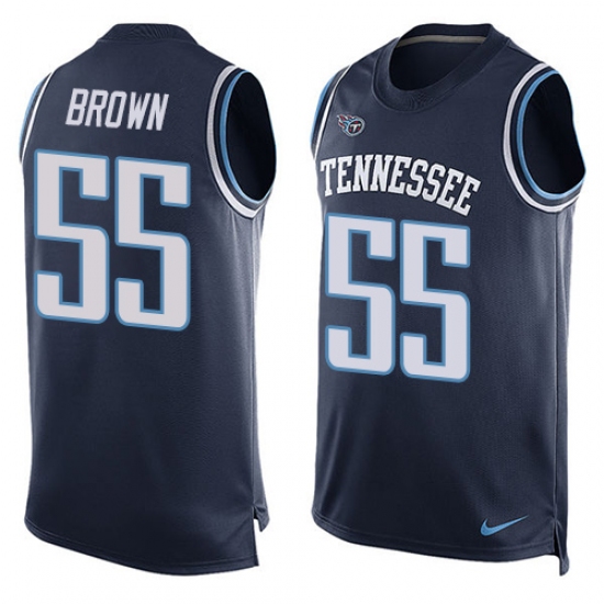 Men's Nike Tennessee Titans #55 Jayon Brown Limited Navy Blue Player Name & Number Tank Top NFL Jersey - Ujersey