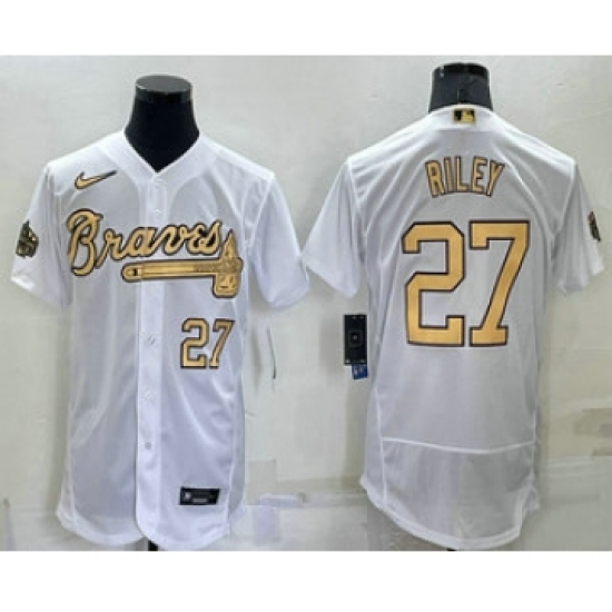 Men's Atlanta Braves #27 Austin Riley Number White 2022 All Star Stitched Flex Base Nike Jersey - Ujersey