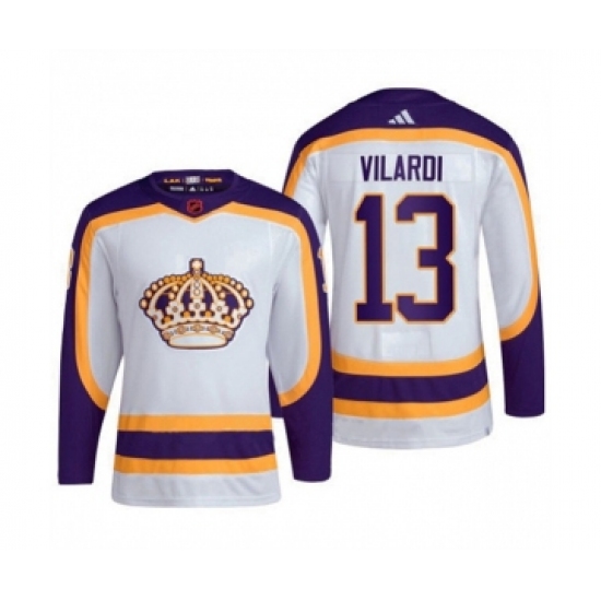 Men's Los Angeles Kings #13 Gabriel Vilardi White 2022 Reverse Retro Stitched Jersey