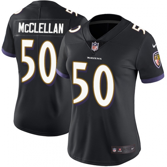 Women's Nike Baltimore Ravens #50 Albert McClellan Black Alternate Vapor Untouchable Limited Player NFL Jersey - Ujersey