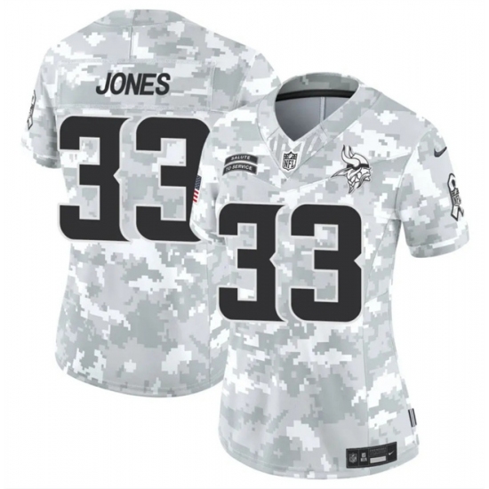 Women's Minnesota Vikings #33 Aaron Jones 2024 F.U.S.E Arctic Camo Salute To Service Limited Stitched Jersey(Run Small)