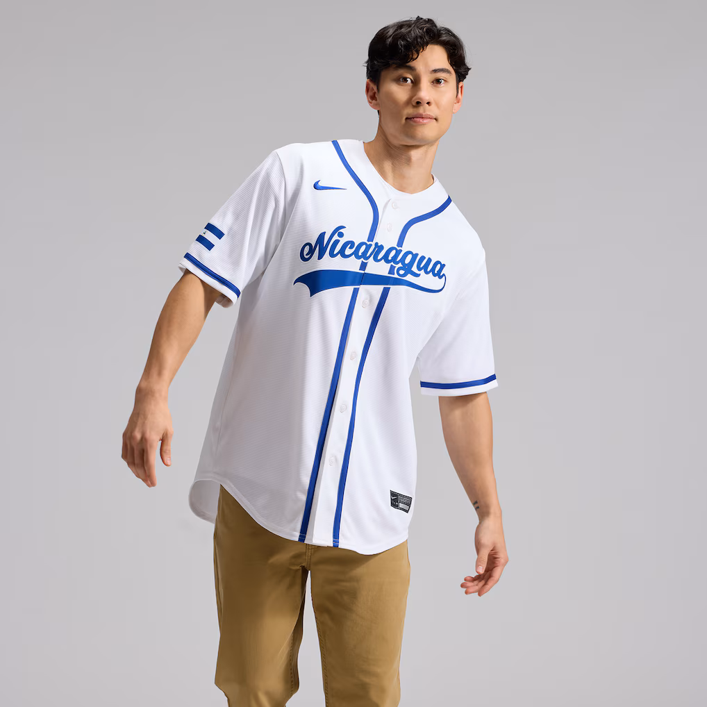 Men's Nicaragua Baseball Nike White 2026 World Baseball Classic Home Stadium Jersey