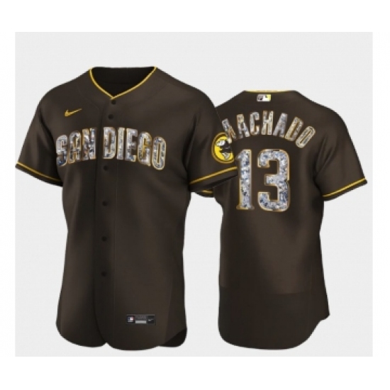 Men's San Diego Padres #13 Manny Machado Diamond Edition Brown Jersey