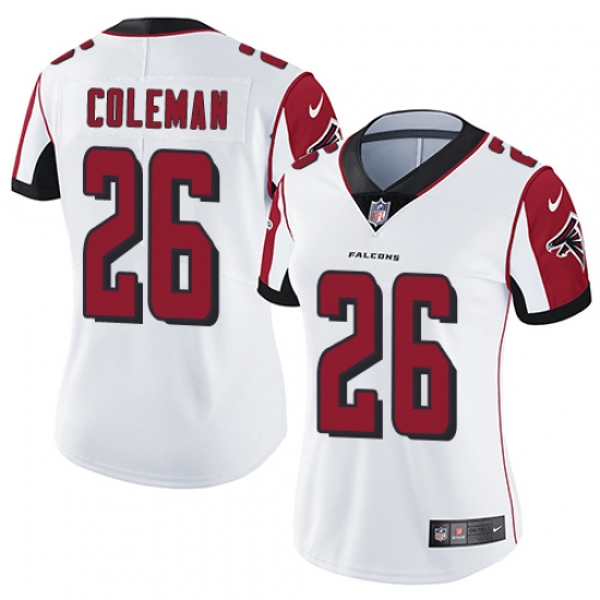 Women's Nike Atlanta Falcons #26 Tevin Coleman White Vapor Untouchable Limited Player NFL Jersey - Ujersey