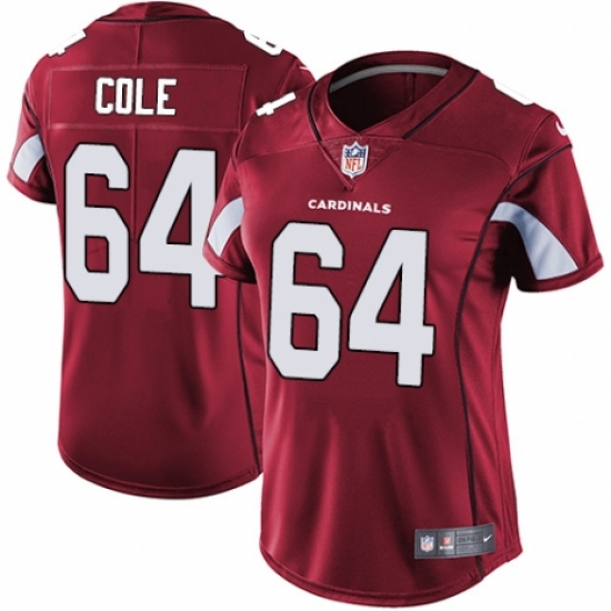 Women's Nike Arizona Cardinals #64 Mason Cole Red Team Color Vapor Untouchable Limited Player NFL Jersey - Ujersey