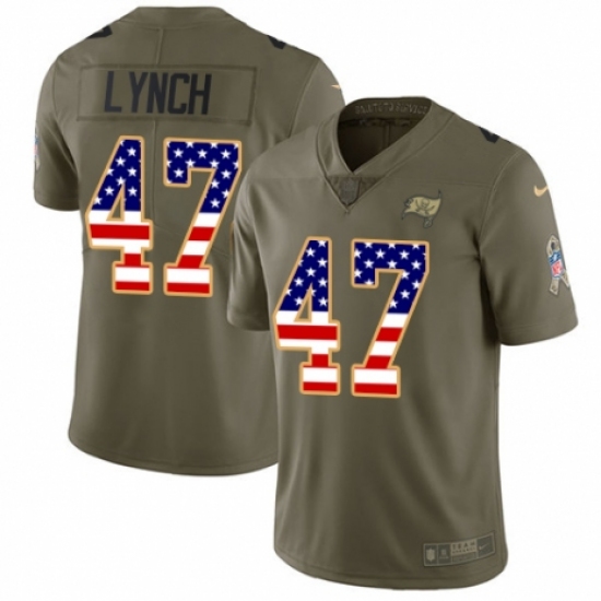 Youth Nike Tampa Bay Buccaneers #47 John Lynch Limited Olive/USA Flag 2017 Salute to Service NFL Jersey - Ujersey