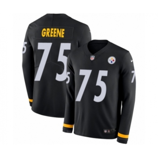 Youth Nike Pittsburgh Steelers #75 Joe Greene Limited Black Therma Long Sleeve NFL Jersey - Ujersey