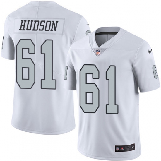 Youth Nike Oakland Raiders #61 Rodney Hudson Elite White Rush Vapor Untouchable NFL Jersey