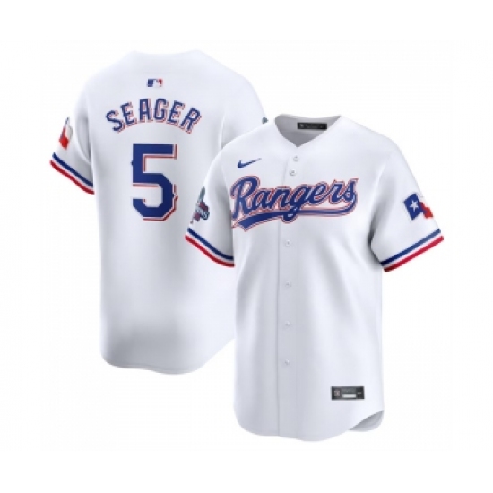 Men's Texas Rangers #5 Corey Seager White 2023 World Series Champions Stitched Baseball Jersey - Ujersey