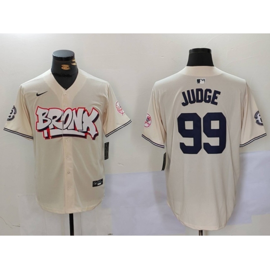 Men's New York Yankees #99 Aaron Judge Cream Limited Stitched Baseball Jersey - Ujersey