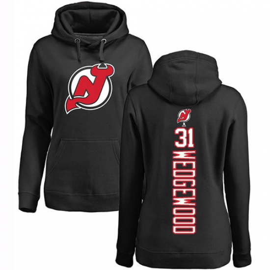 NHL Women's Adidas New Jersey Devils #31 Scott Wedgewood Black Backer Pullover Hoodie - ujerseystore
