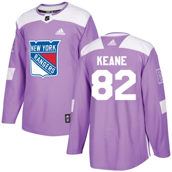 Youth Adidas New York Rangers #82 Joey Keane Authentic Purple Fights Cancer Practice NHL Jersey - Ujersey