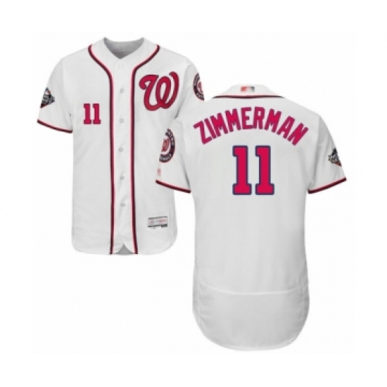 Men's Washington Nationals #11 Ryan Zimmerman White Home Flex Base Authentic Collection 2019 World Series Bound Baseball Jersey - Ujersey
