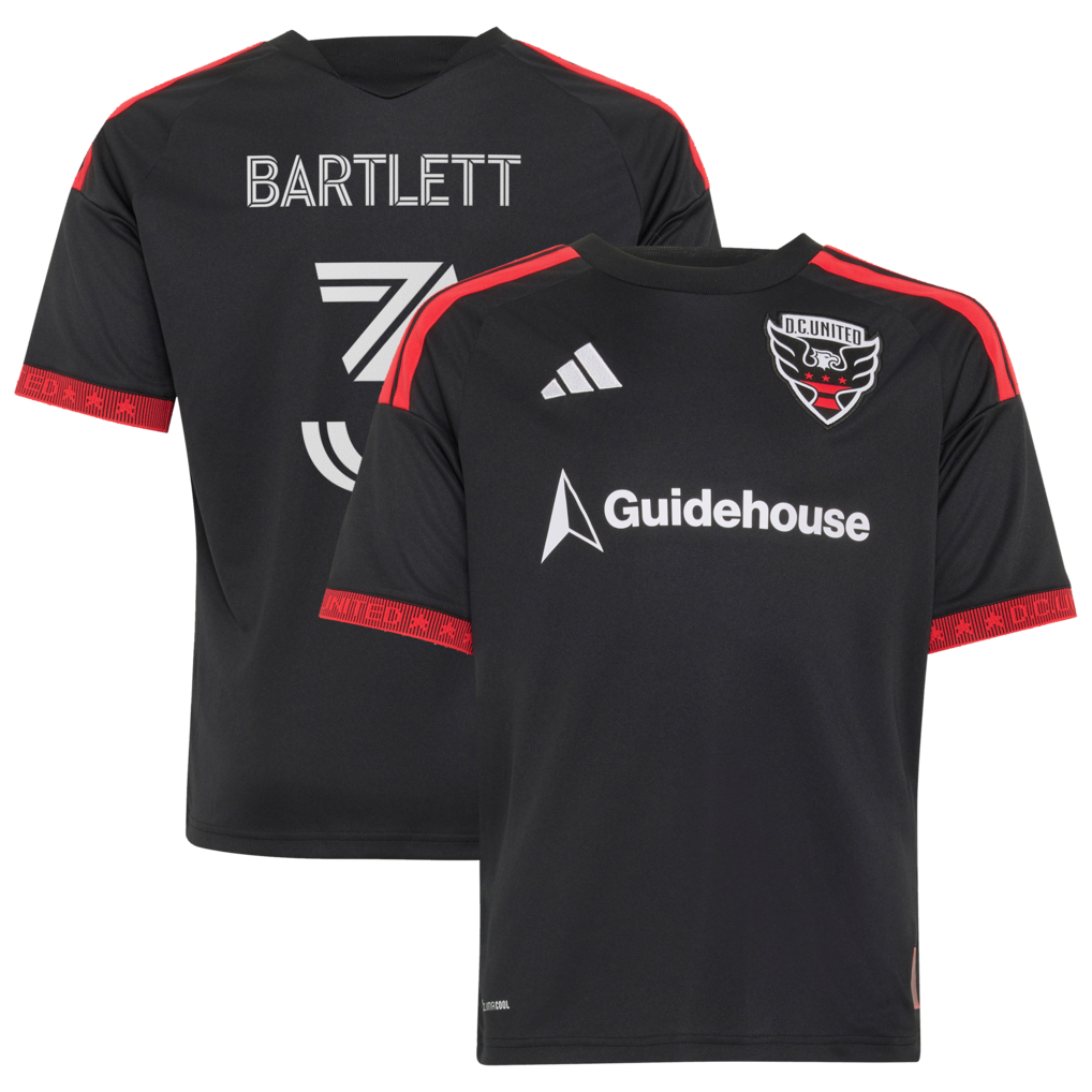 Youth D.C. United Lucas Bartlett adidas Black 2026 Black-and-Red Kit Replica Jersey - Ujersey