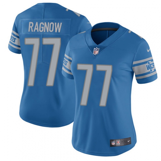 Women's Nike Detroit Lions #77 Frank Ragnow Blue Team Color Vapor Untouchable Limited Player NFL Jersey - Ujersey