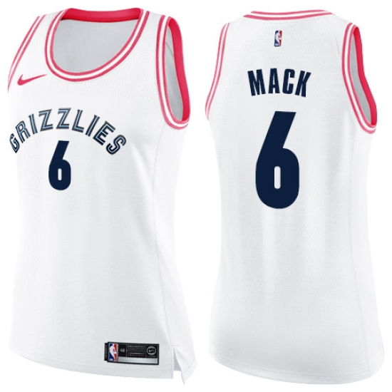 Women's Nike Memphis Grizzlies #6 Shelvin Mack Swingman White Pink Fashion NBA Jersey - Ujersey