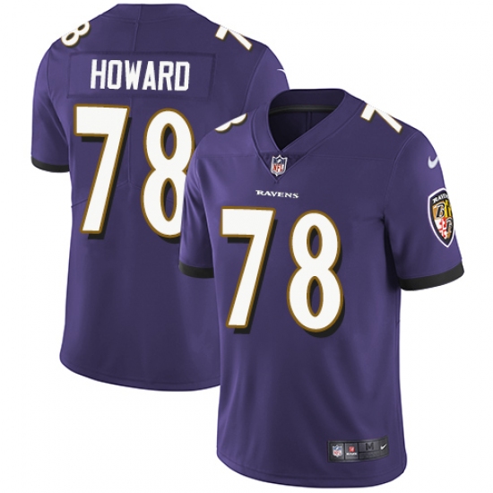 Youth Nike Baltimore Ravens #78 Austin Howard Purple Team Color Vapor Untouchable Elite Player NFL Jersey - Ujersey
