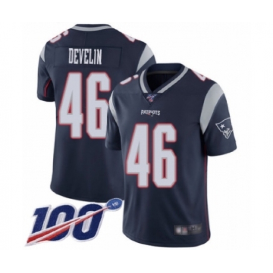 Men's New England Patriots #46 James Develin Navy Blue Team Color Vapor Untouchable Limited Player 100th Season Football Jersey - Ujersey