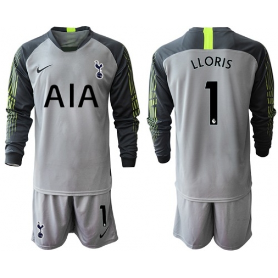 Tottenham Hotspur #1 Lloris Grey Goalkeeper Long Sleeves Soccer Club Jersey
