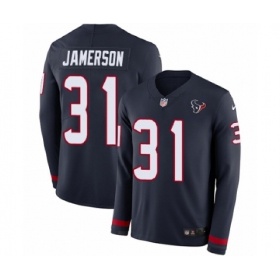 Men's Nike Houston Texans #51 Dylan Cole Limited Navy Blue Therma Long Sleeve NFL Jersey - Ujersey