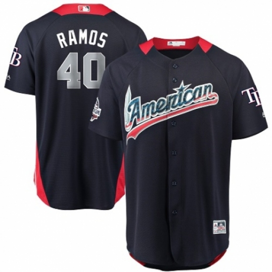 Youth Majestic Tampa Bay Rays #40 Wilson Ramos Game Navy Blue American League 2018 MLB All-Star MLB Jersey - Ujersey