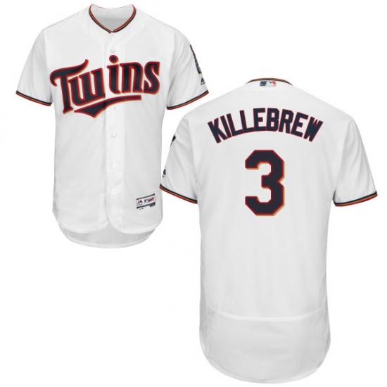 Men's Majestic Minnesota Twins #3 Harmon Killebrew White Home Flex Base Authentic Collection MLB Jersey