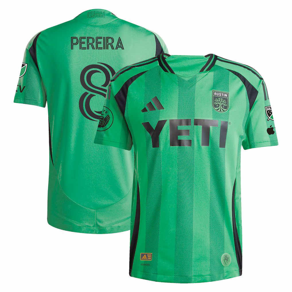 Men's Austin FC Daniel Pereira adidas Green 2025 The Heartbeat Kit Authentic Player Jersey - ujerseystore