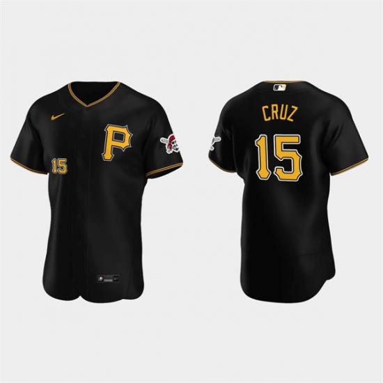 Men's Pittsburgh Pirates #15 Oneil Cruz Nike Black Alternate Team Logo P FlexBase Player Jersey - Ujersey