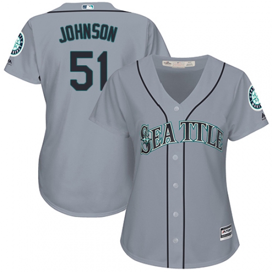 Women's Majestic Seattle Mariners #51 Randy Johnson Authentic Grey Road Cool Base MLB Jersey