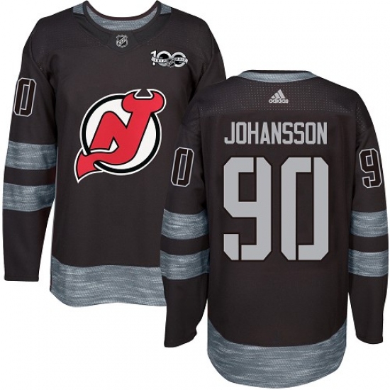 Men's Adidas New Jersey Devils #90 Marcus Johansson Authentic Black 1917-2017 100th Anniversary NHL Jersey - Ujersey