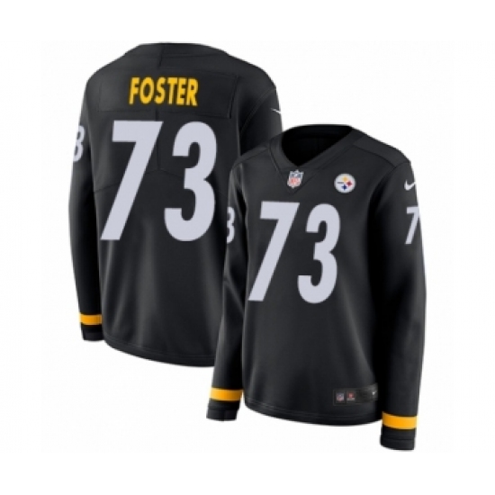 Women's Nike Pittsburgh Steelers #73 Ramon Foster Limited Black Therma Long Sleeve NFL Jersey - Ujersey