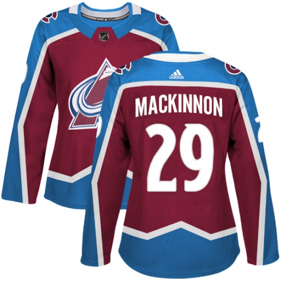 Women's Adidas Colorado Avalanche #29 Nathan MacKinnon Authentic Burgundy Red Home NHL Jersey - Ujersey