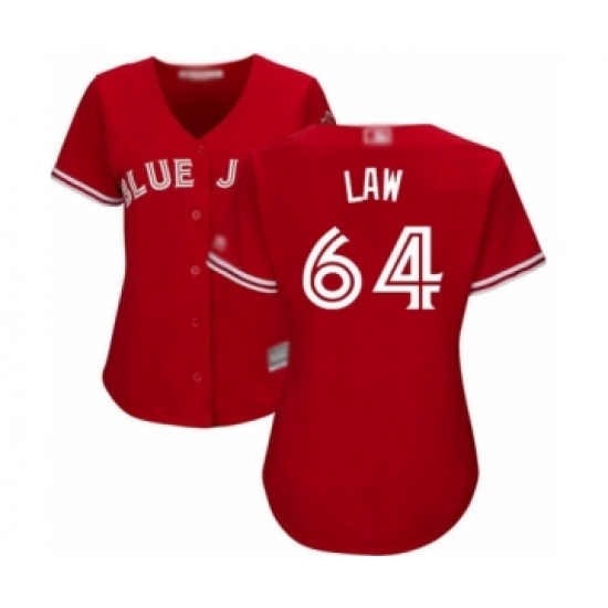 Women's Toronto Blue Jays #64 Derek Law Authentic Scarlet Alternate Baseball Player Jersey - Ujersey
