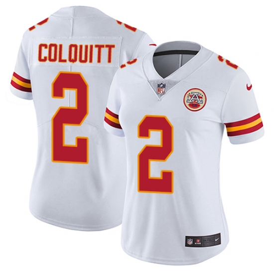 Women's Nike Kansas City Chiefs #2 Dustin Colquitt White Vapor Untouchable Limited Player NFL Jersey - Ujersey