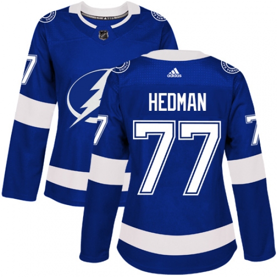 Women's Adidas Tampa Bay Lightning #77 Victor Hedman Authentic Royal Blue Home NHL Jersey - Ujersey