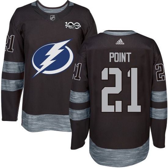Men's Adidas Tampa Bay Lightning #21 Brayden Point Authentic Black 1917-2017 100th Anniversary NHL Jersey - Ujersey