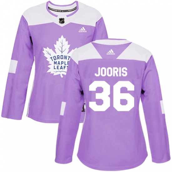 Women's Adidas Toronto Maple Leafs #36 Josh Jooris Authentic Purple Fights Cancer Practice NHL Jersey - Ujersey