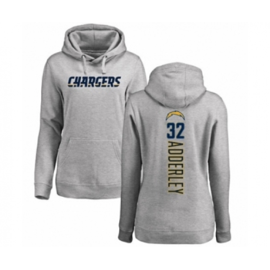 Football Women's Los Angeles Chargers #32 Nasir Adderley Ash Backer Pullover Hoodie - Ujersey