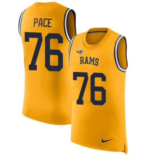 Men's Nike Los Angeles Rams #76 Orlando Pace Limited Gold Rush Player Name & Number Tank Top NFL Jersey - Ujersey