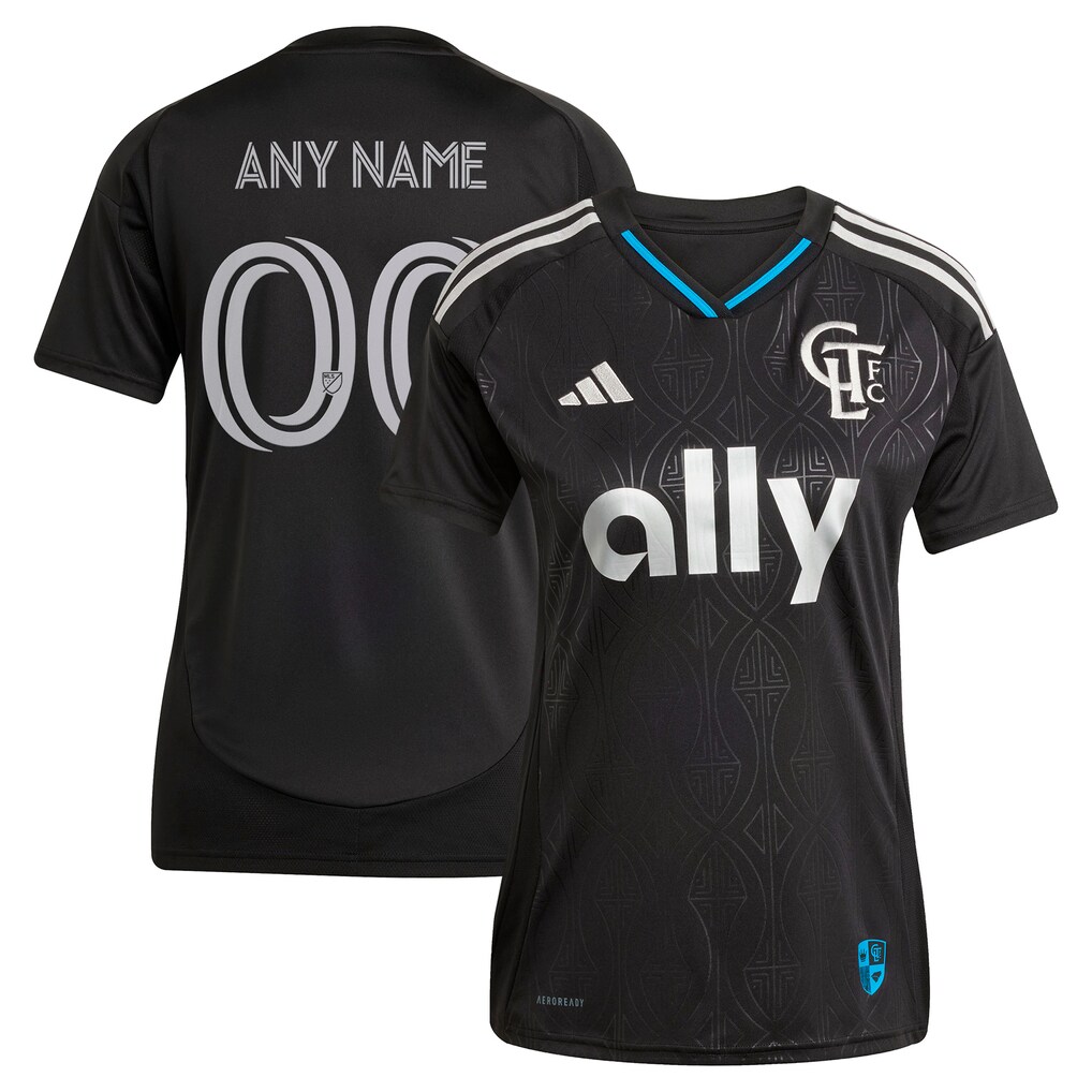 Women's Charlotte FC adidas Black 2025 Fortress Kit Replica Custom Jersey - Ujersey