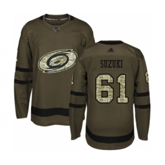Youth Carolina Hurricanes #61 Ryan Suzuki Authentic Green Salute to Service Hockey Jersey - Ujersey