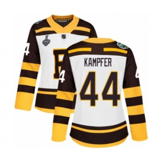 Women's Boston Bruins #44 Steven Kampfer Authentic White Winter Classic 2019 Stanley Cup Final Bound Hockey Jersey - Ujersey