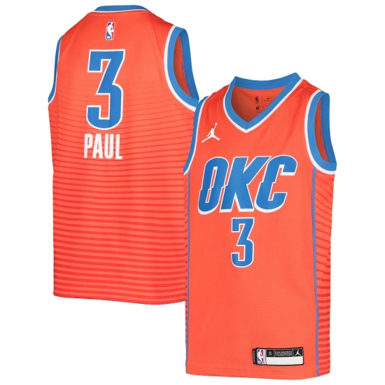 Youth Oklahoma City Thunder #3 Chris Paul Jordan Brand Orange 2020-21 Swingman Jersey - Ujersey