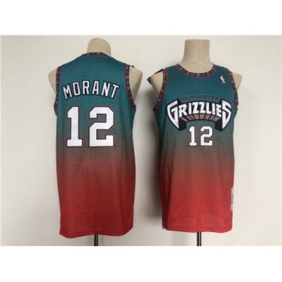 Men's Memphis Grizzlies #12 Ja Morant Teal Red Throwback Stitched Jersey - Ujersey