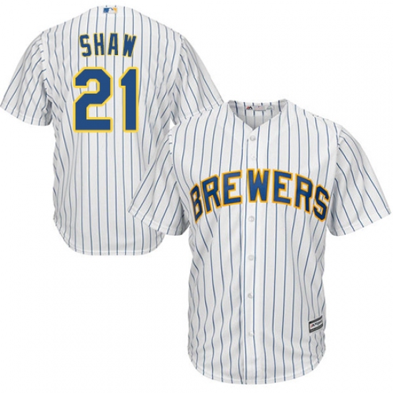 Youth Majestic Milwaukee Brewers #21 Travis Shaw Authentic White Alternate Cool Base MLB Jersey - Ujersey
