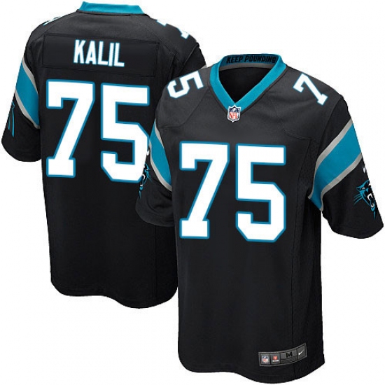 Men's Nike Carolina Panthers #75 Matt Kalil Game Black Team Color NFL Jersey - Ujersey