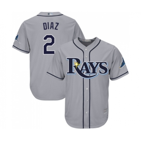 Men's Tampa Bay Rays #2 Yandy Diaz Replica Grey Road Cool Base Baseball Jersey - Ujersey