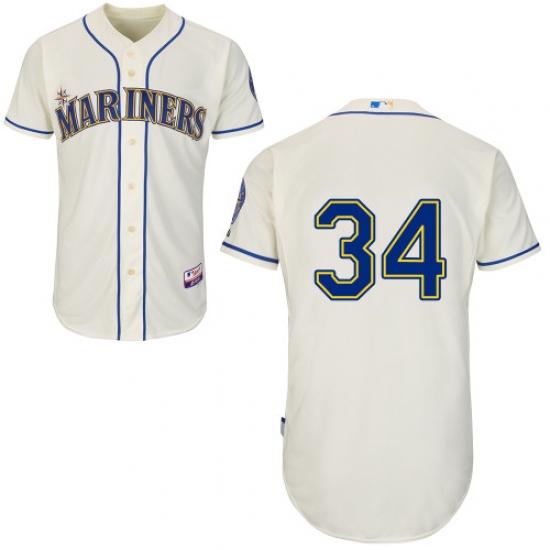 Men's Majestic Seattle Mariners #34 Felix Hernandez Replica Cream Alternate Cool Base MLB Jersey - Ujersey