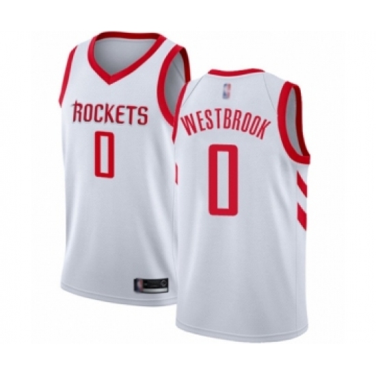 Men's Houston Rockets #0 Russell Westbrook Authentic White Basketball Jersey - Association Edition - Ujersey