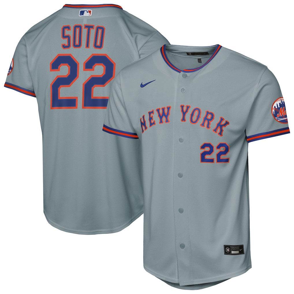 Youth New York Mets Juan Soto Nike Gray Road Stadium Player Jersey - Ujersey
